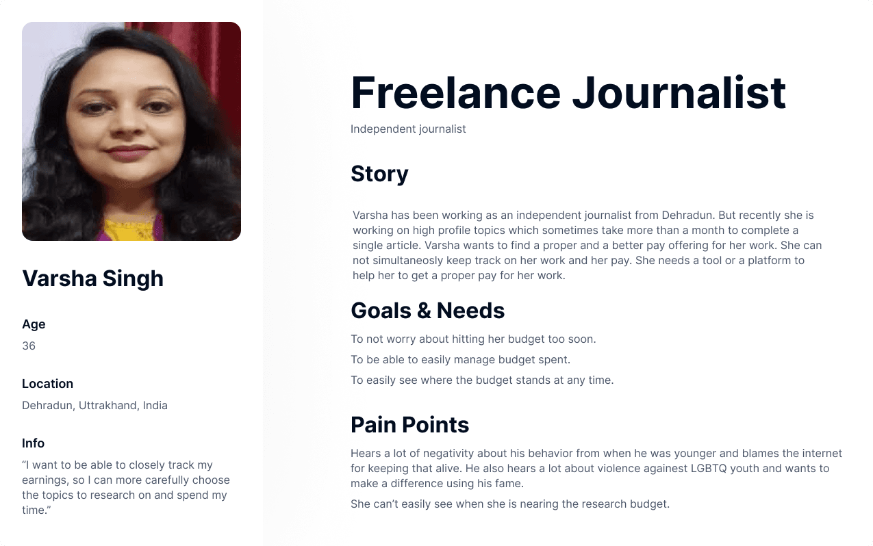 Persona — Varsha Singh