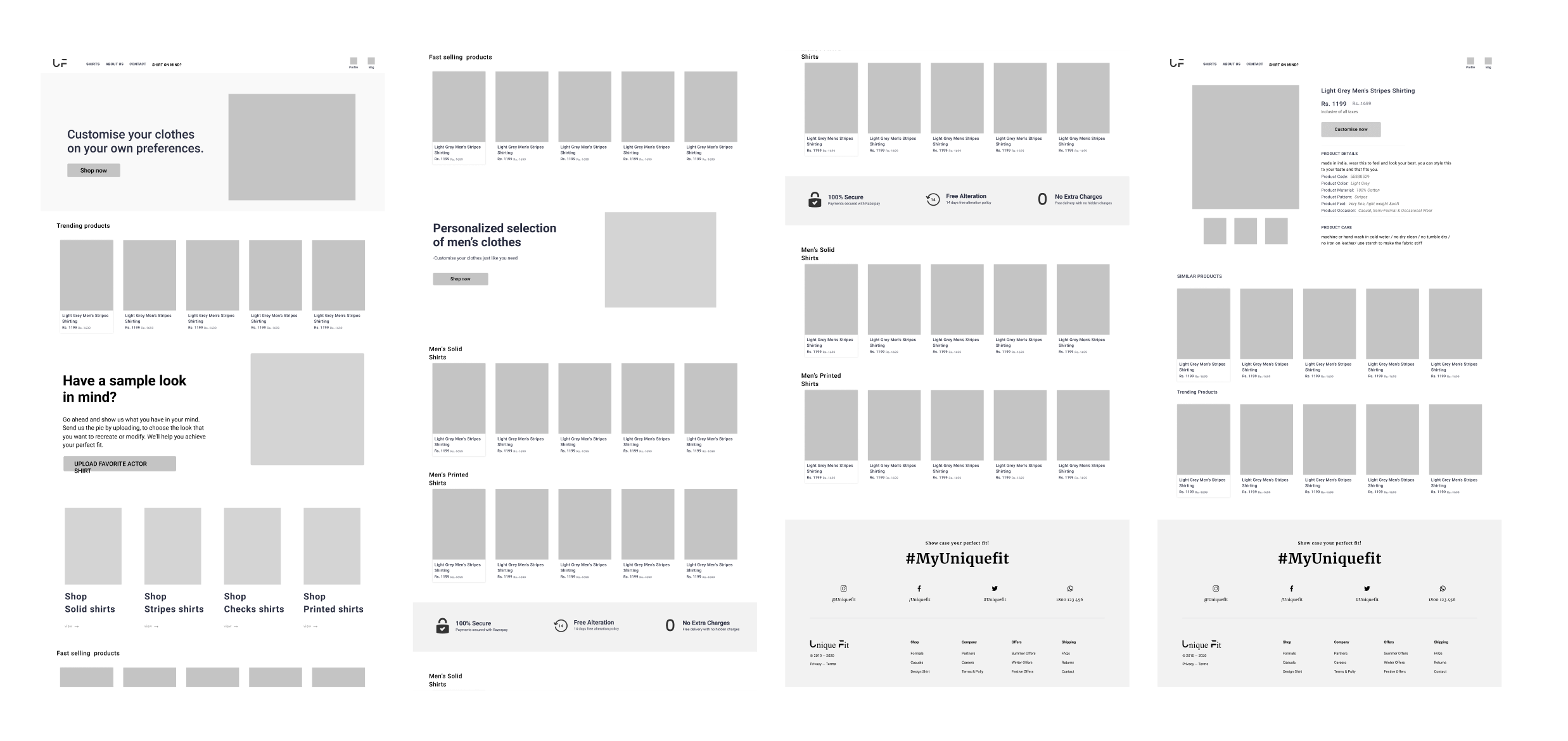 High-fidelity web wireframes