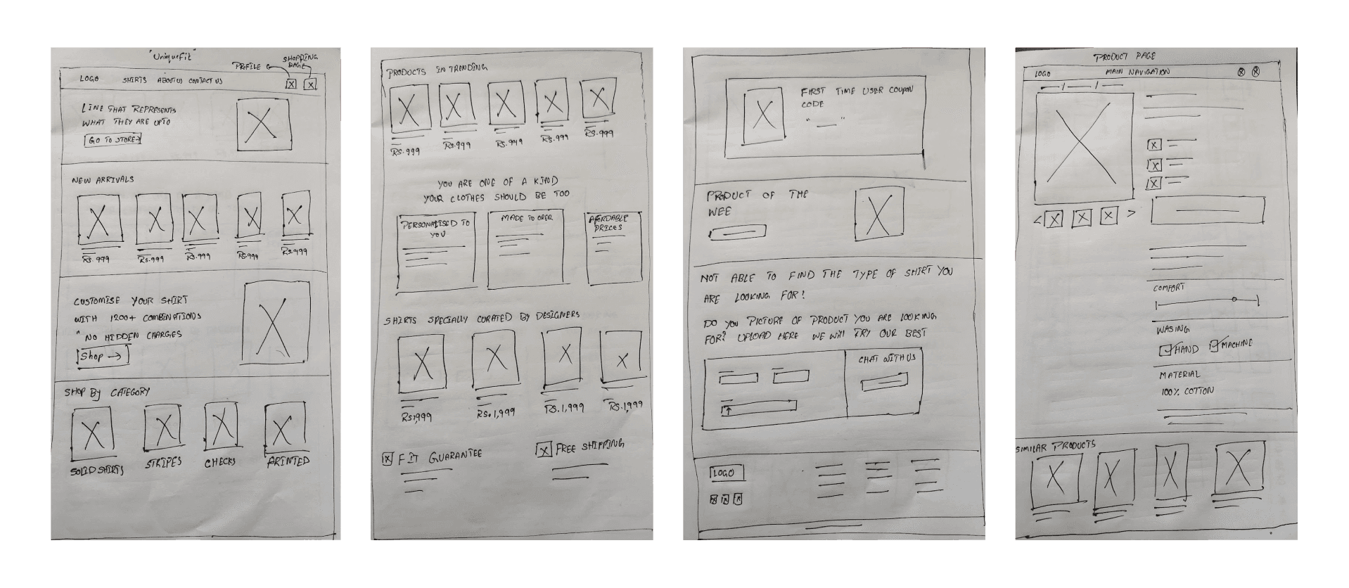 Low-fidelity web wireframes